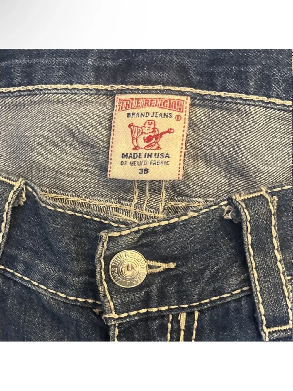True Religion Men's Blue Distressed Jean Shorts